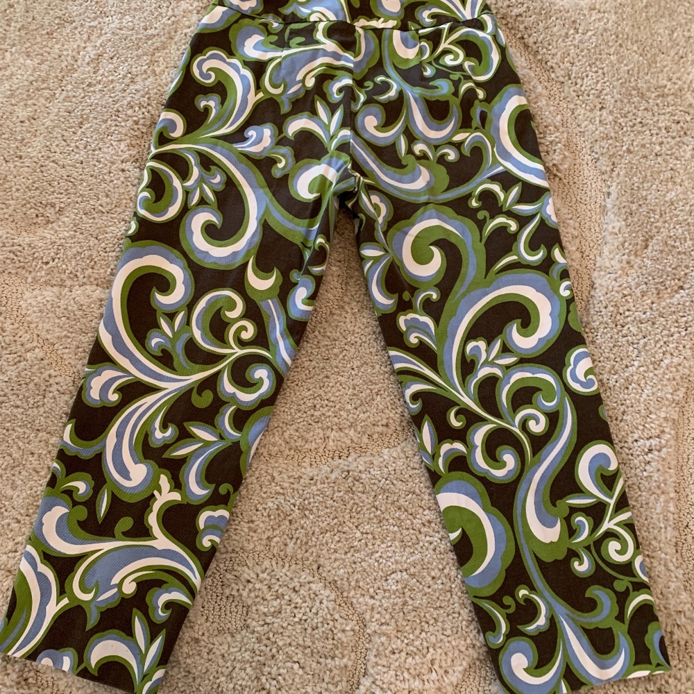 Talbots Y2K Brown Paisley Crop Pants - Picture 3 of 10